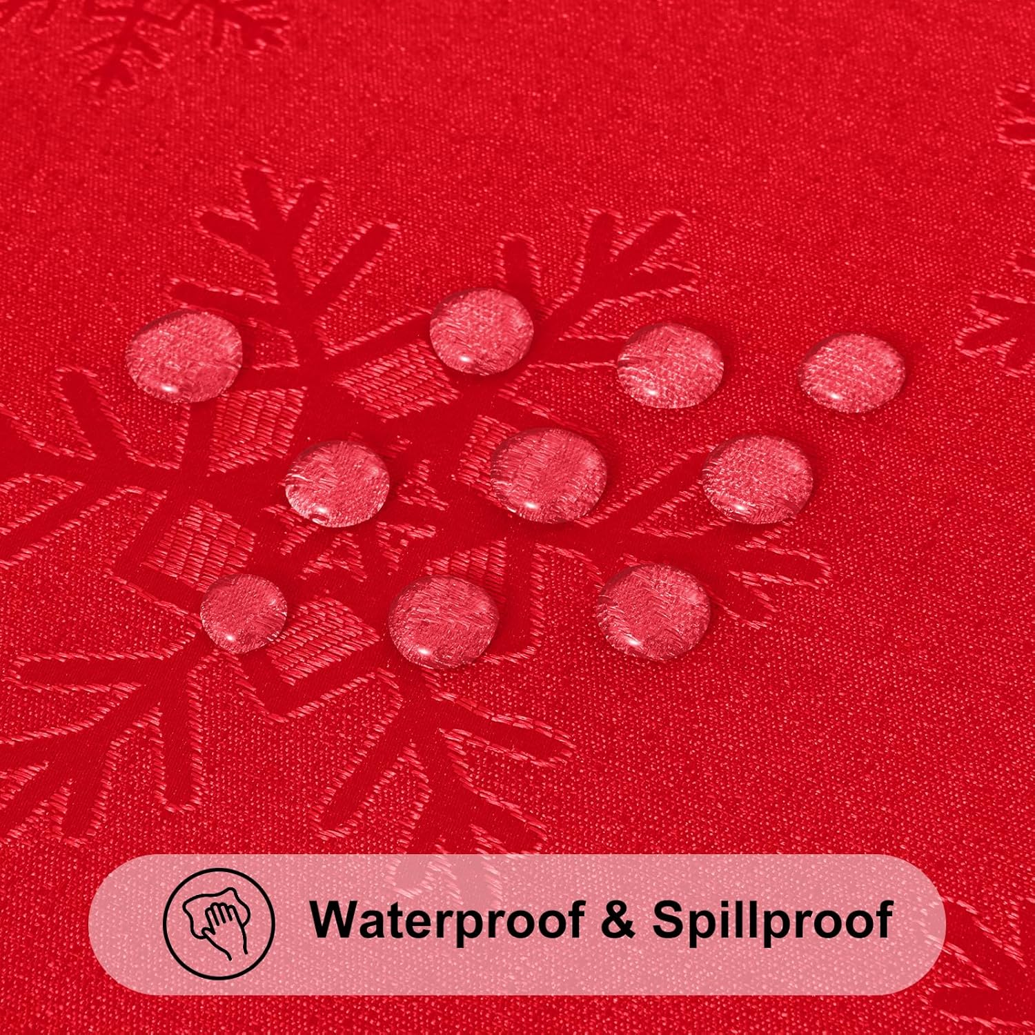 Smiry Rectangle Tablecloth 60x102 Inch, Waterproof Damask Table Cloth, Snowflake Patterns Fabric Table Covers for Parties, and Holiday Dinner, Red