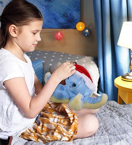 Miniatura 7 de DolliBu Peluche de pulpo azul de Papá Noel, peluche súper suave con sombrero rojo de Papá Noel, bonito regalo de vida oceánica, perfecto con la