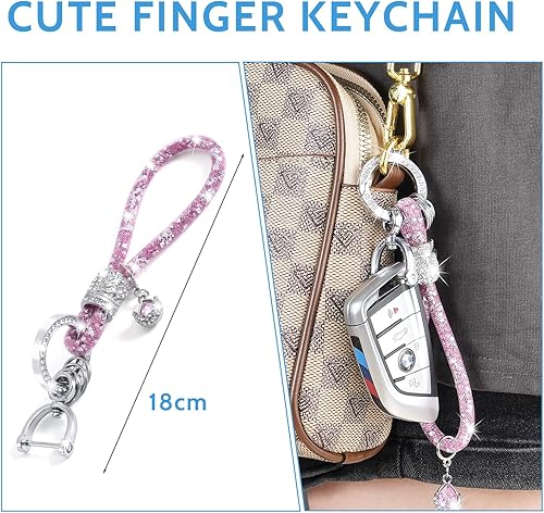 Miniatura 2 de SUTUMOR Llavero con diamantes de imitación brillantes, decoración glamorosa para llaves de automóvil para mujer, accesorio de llavero brillante