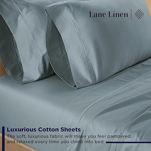 Miniatura 2 de Lane Linen Juego de 2 fundas de almohada 100% algodón de tamaño estándar de 600 hilos, refrescantes y transpirables, suaves de satén con cierre de