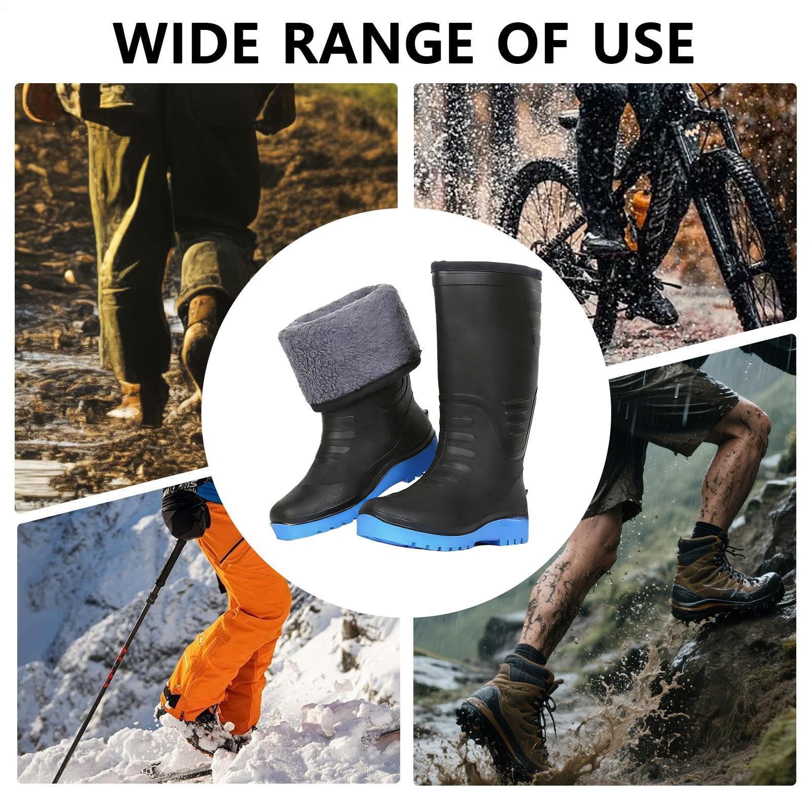Wodoodporne buty przeciwdeszczowe, izolowane buty zimowe, śniegowce 30 cm, solidne gumowe buty do połowy łydki, obuwie outdoorowe, na zimną pogodę, wędrówki, rolnictwo, wędkowanie, prace ogrodowe