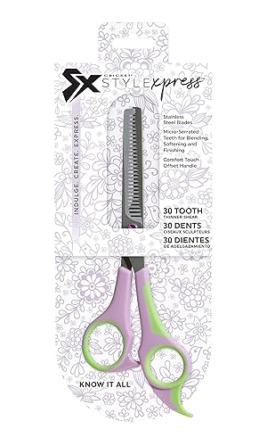 Miniatura 3 de Cricket Style Xpress Know It All 30T Tijeras de corte de cabello con dientes afilados, duraderos, micro dentados, lavanda