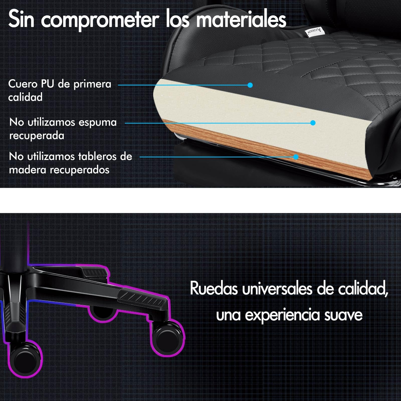 ALFORDSON Silla Gaming Ergonómica Masaje Reclinable con Cojín Lumbar y Cervical,Silla Gamer con y Reposapiés Retráctil,Altura Ajustable, para Ordenador,Videojuego,Escritorio,Oficina, Cuero PU(Negra)