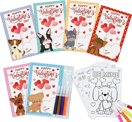Miniatura 1 de Malhaii Tarjetas de San Valentín para niños paquete de 30 tarjetas para colorear bolígrafo colorido animales para niños tarjetas de San Valentín