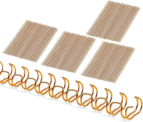 Correos de encuadernación de alambre de doble bucle, capacidad de 45 hojas (oro, 14 pulgadas, paso 31, paquete de 100 unidades)