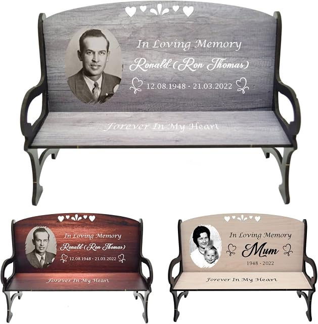 Pixie's Gifts Personalised Photo Memorial Bench Freestanding Keepsake Love Memory Gift Heaven (In Loving Memory)
