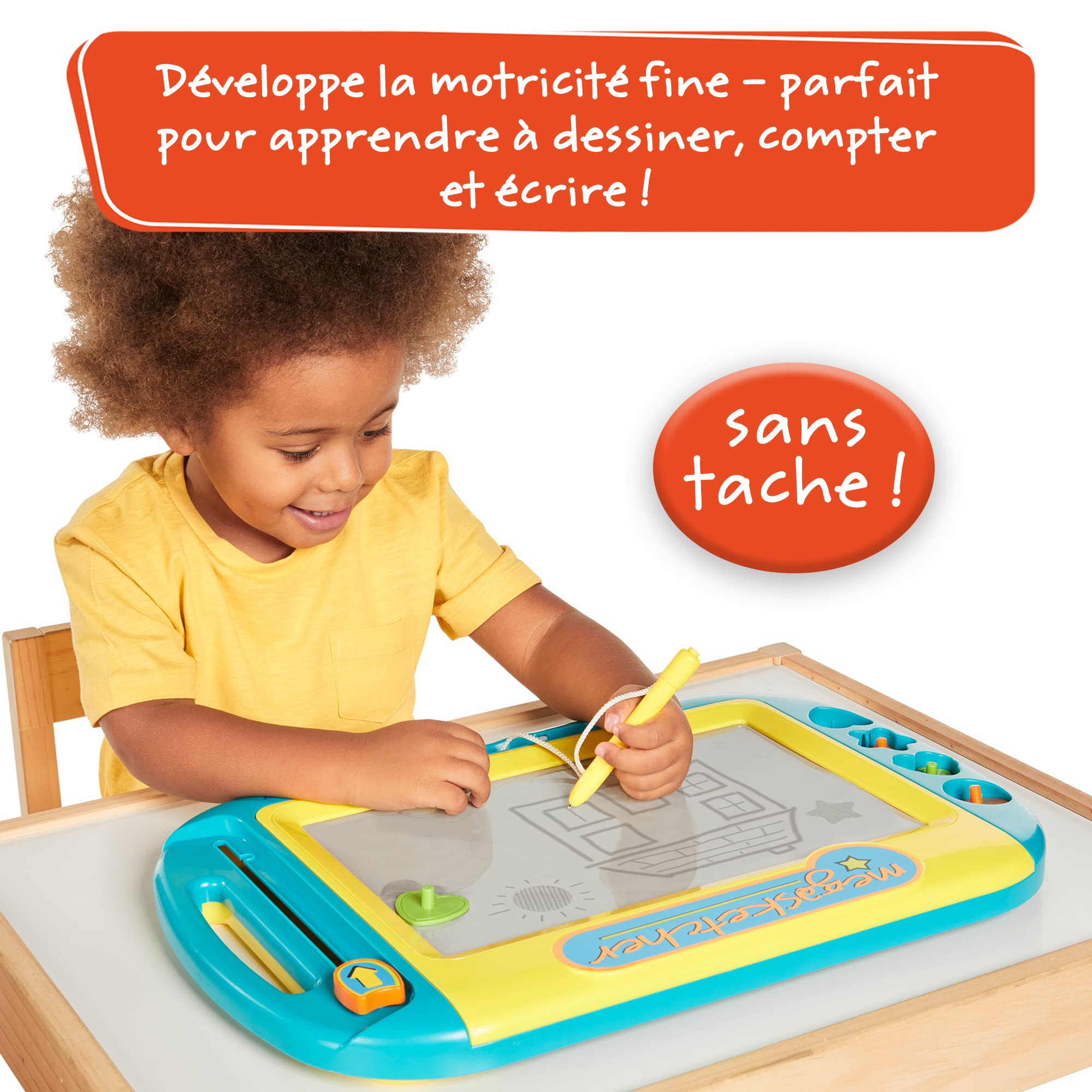 Megasketcher TOMY Motorised, magnetyczna tablica do rysowania, dla dzieci, duża podkładka do pisania z magiczną gumką, gry podróżne dla dzieci w wieku od 3 lat, 45 x 30 cm
