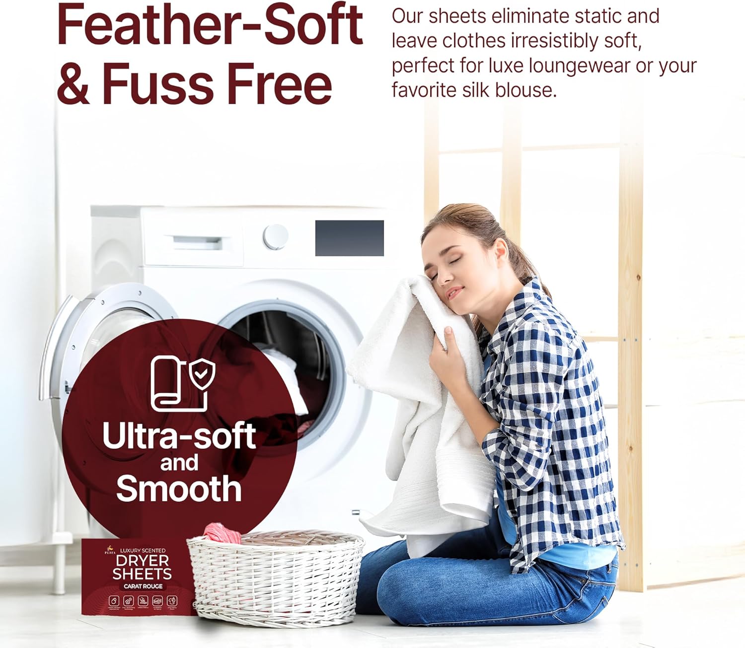 Dryer Sheets – Carat Rouge Scent | Ultra-Soft Essential Oil Dryer Sheet | Long-Lasting Fabric Sheet | 60 PCS Scented Laundry Sheets With Odor Neutralizing Technology by Perfa - Image 3