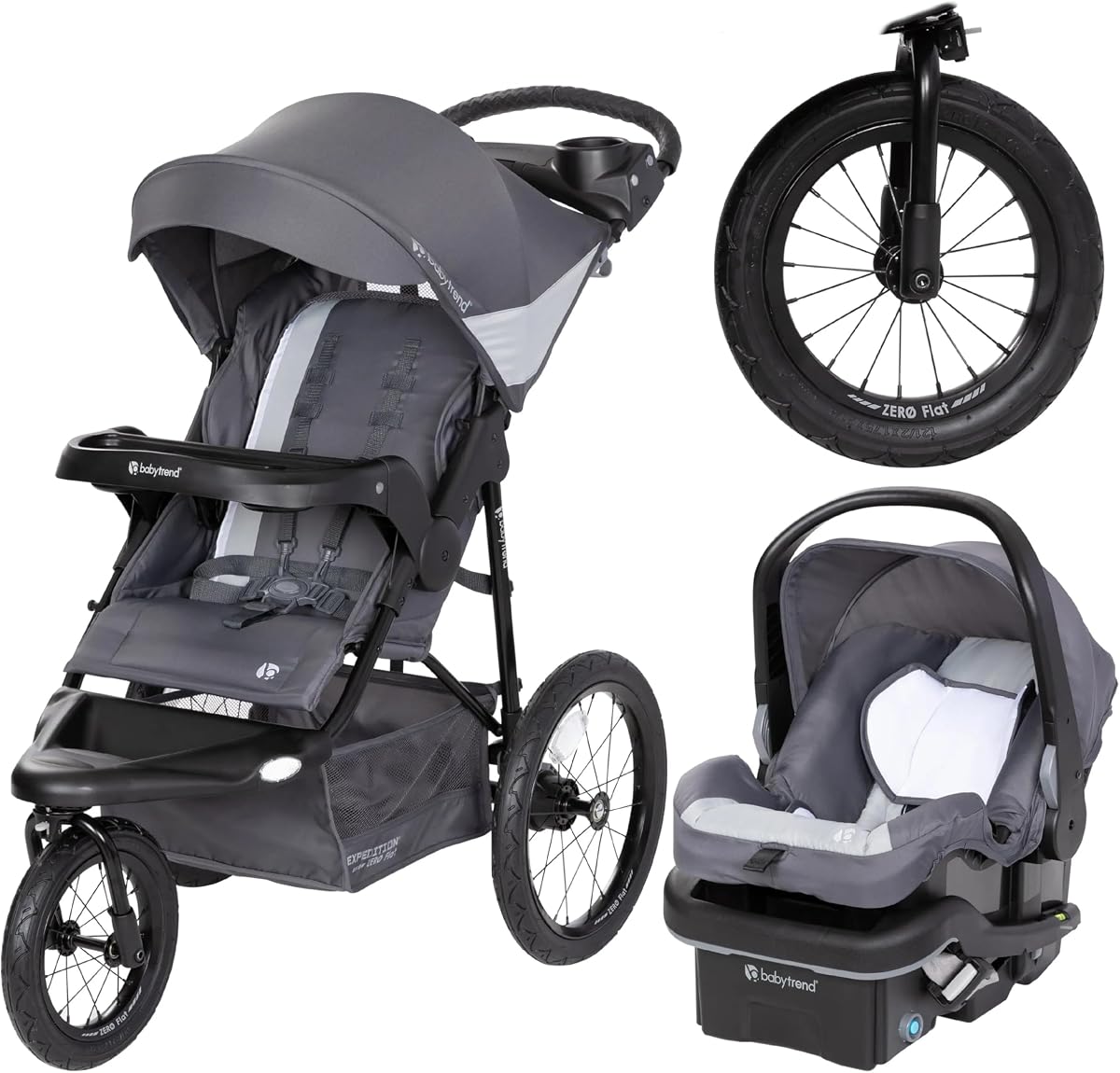 Baby Trend Expedition® Zero Flat Jogger Travel System with LED Lights, Dash Grey