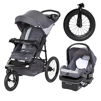 Baby Trend Expedition Zero Flat Jogger Travel System with LED Lights, Dash Grey