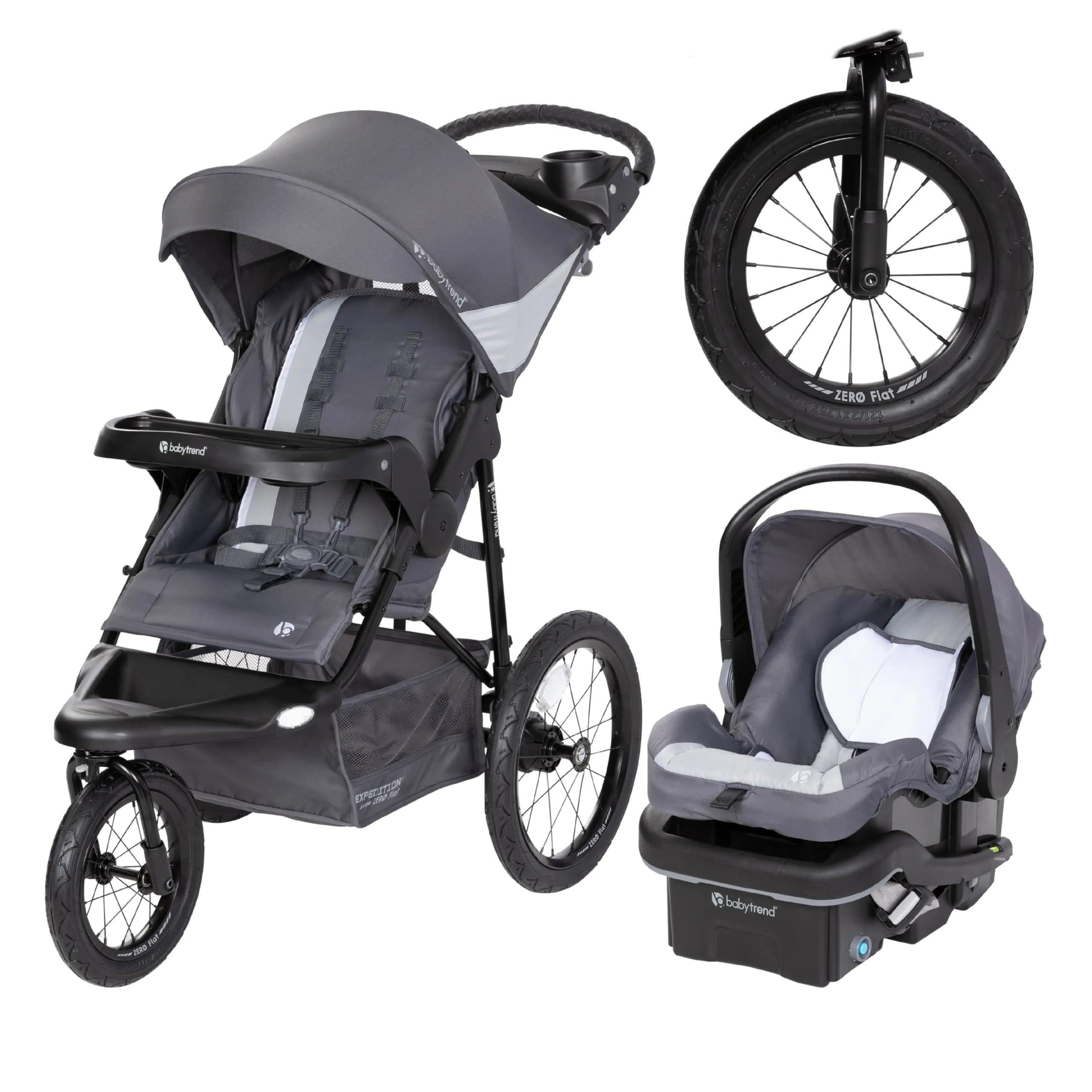 Baby Trend Expedition® Zero Flat Jogger Travel System with LED Lights, Dash Grey
