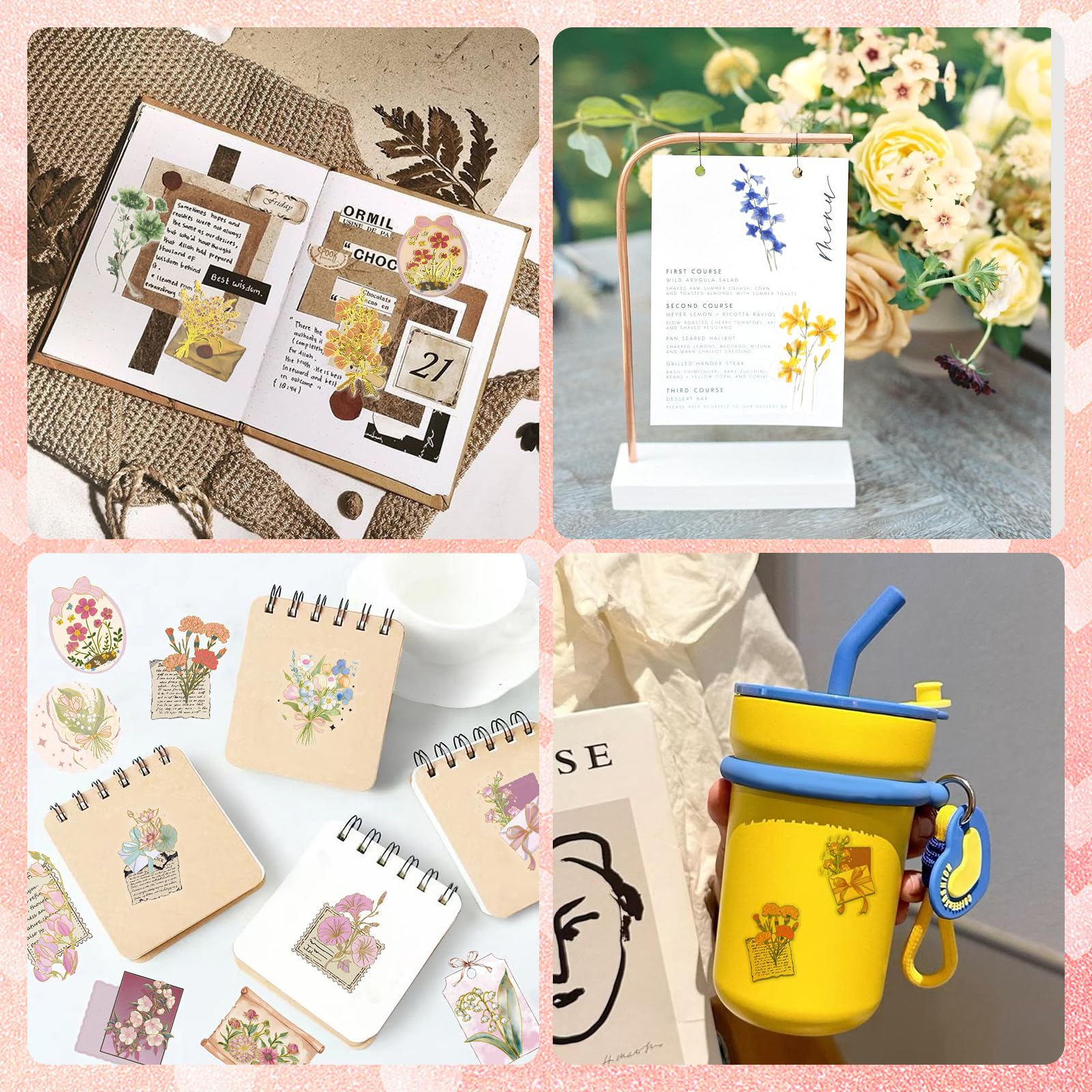 100 przezroczystych naklejek do scrapbookingu, naklejki kwiatowe, PET i rośliny, samoprzylepne, wodoodporne, do scrapbookingu, albumu fotograficznego, dziennika, etui na telefon komórkowy