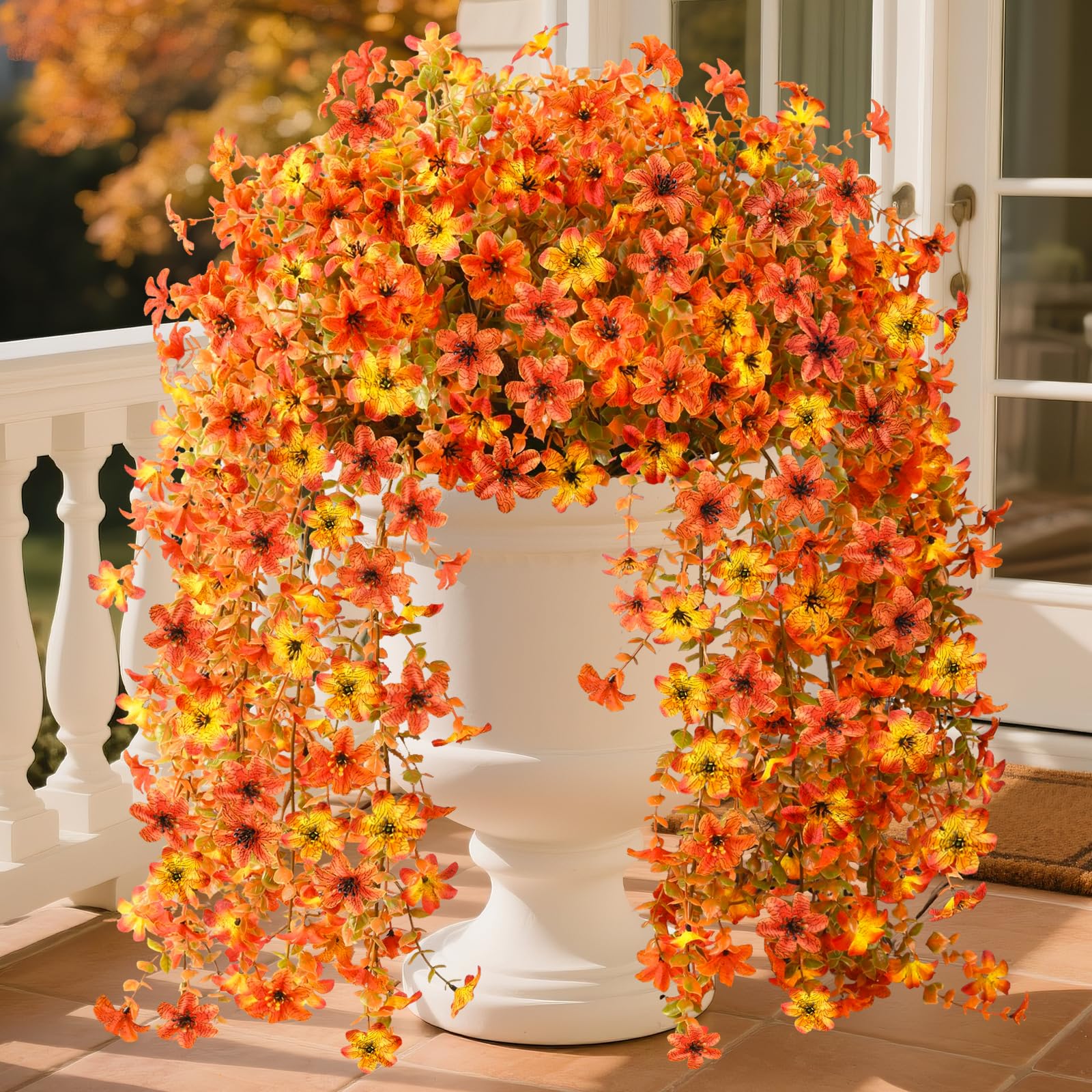 Fleurs artificielles à suspendre d'automne : lot de 2 marguerites en soie et eucalyptus