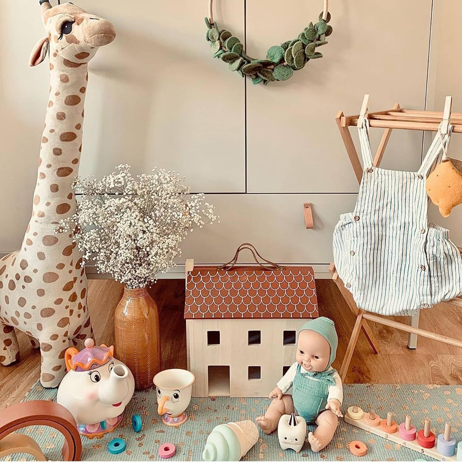 Giraffe Doll, Super Soft PP Filling Cotton Standable Cute Sleeping Animal Stuffed Toy for Kids Playmate Home Decoration (100cm)
