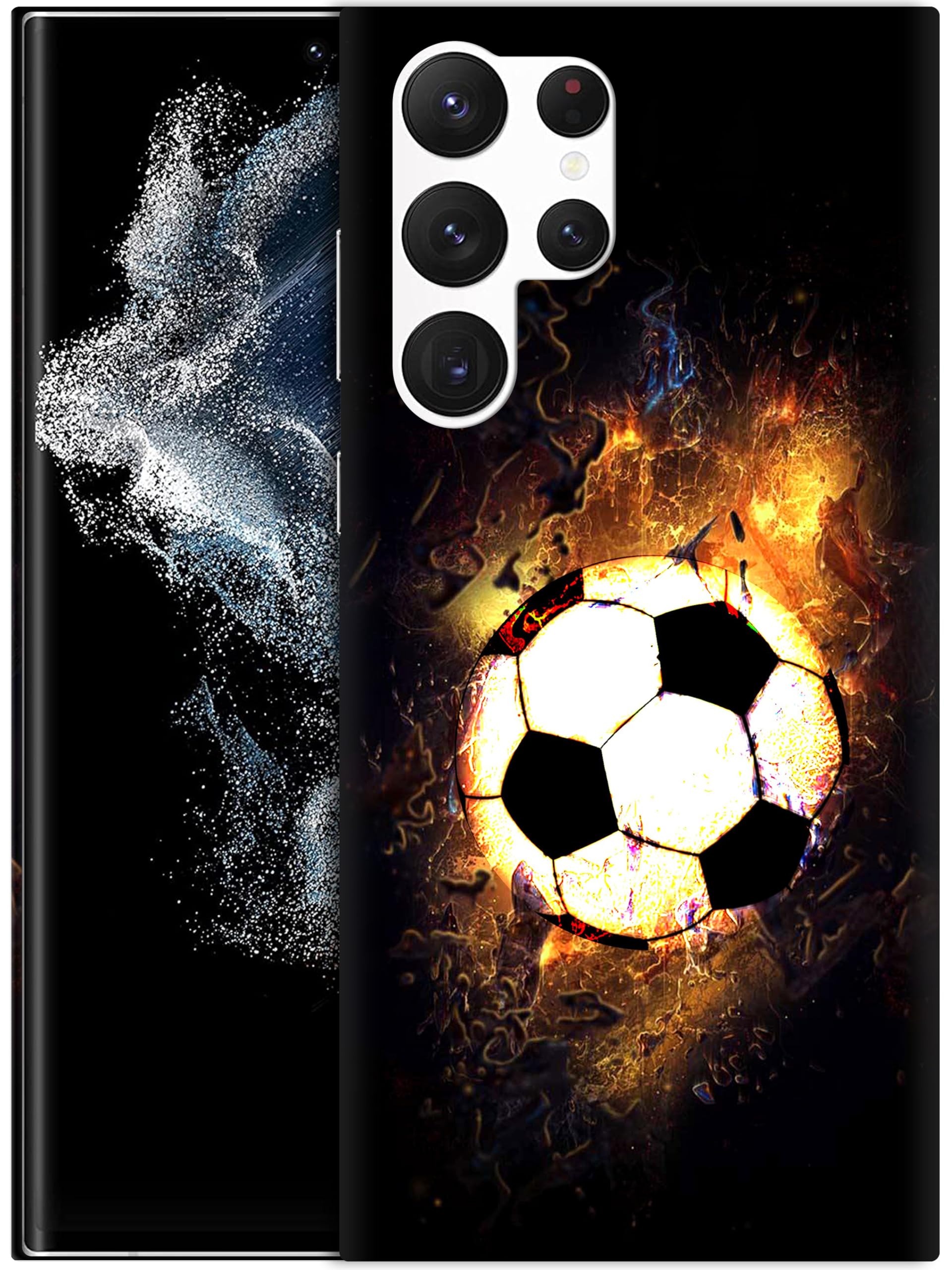 for Samsung Galaxy S22 Ultra 5G, Samsung S22 Ultra Case - Soccer On Fire Printed Cute Slim Fit Hard Plastic Protective Designer Back Phone Case/Cover for Samsung S22 Ultra 5G White