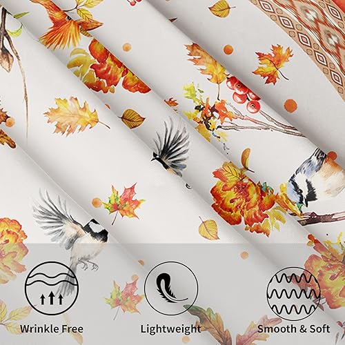 Miniatura 4 de Mantel redondo de otoño de 60 pulgadas para exteriores, mantel de flores amarillas y pájaros, mantel lavable de cosecha de Acción de Gracias,