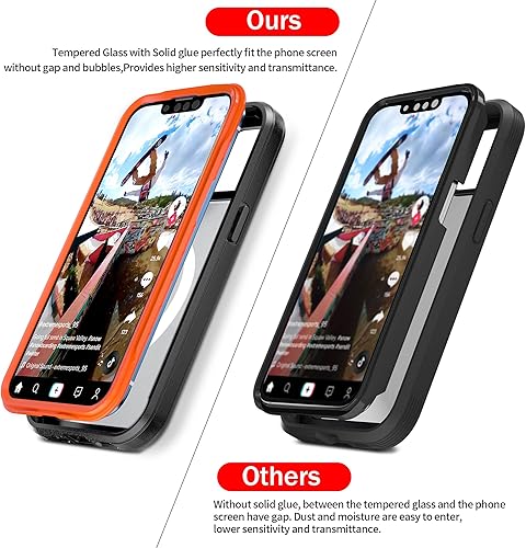 Miniatura 2 de Funda todo en uno para iPhone 13 de 6.1 pulgadas con MagSafe, protector de pantalla de vidrio templado 9H integrado, 2 protectores de lente de