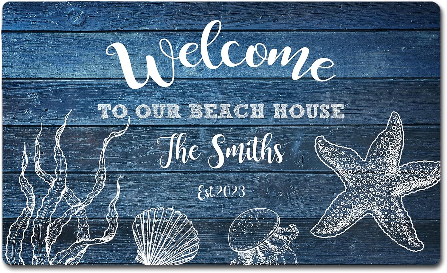 Beach House Doormat Personalized Family Name Doormat
