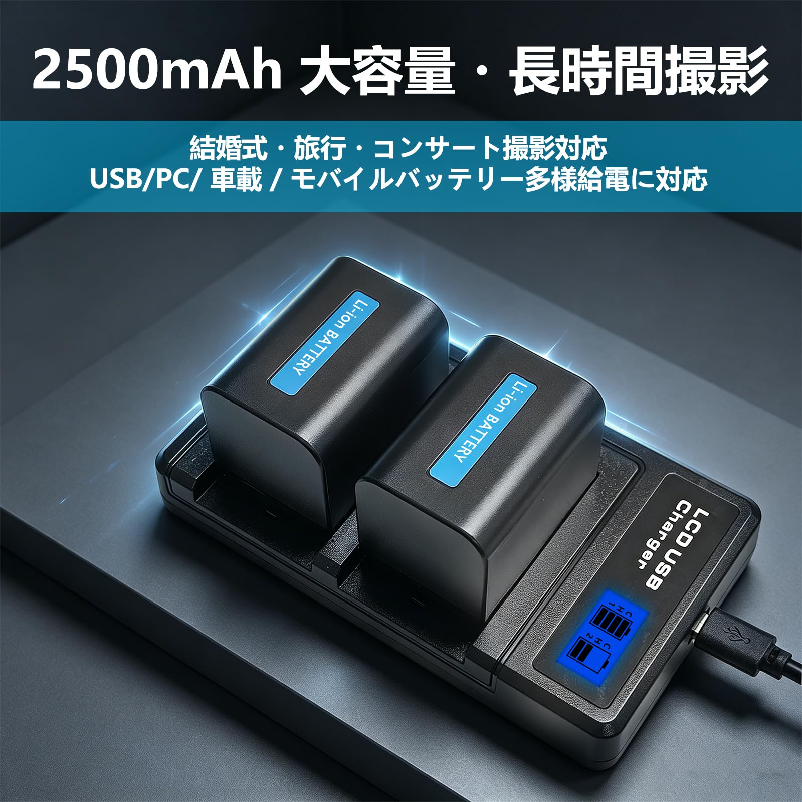 SONY NP-FV70A バッテリー 2個セット Amazon.co.jp: NP-FV70 互換バッテリー 2 個 + 2スロット充電器セット