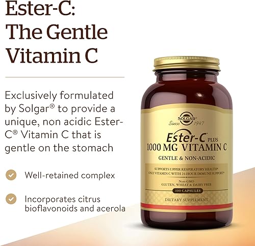 Miniatura 10 de Solgar Ester-C Plus 1000 mg de vitamina C con bioflavonoides cítricos - 50 cápsulas - Suave y no ácido - Apoyo inmunológico 24 horas apoya la salud