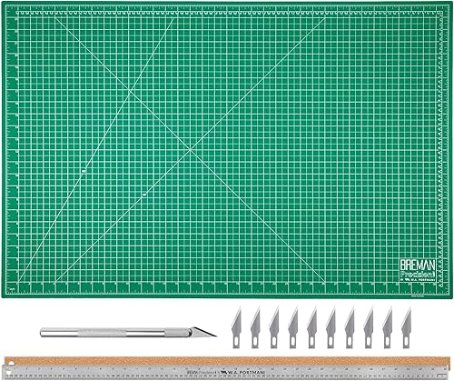Miniatura 9 de WA Portman - Juego de alfombrillas de corte para manualidades, regla de metal y cuchillos de manualidades, tapete de corte autocurable de 9 x 12