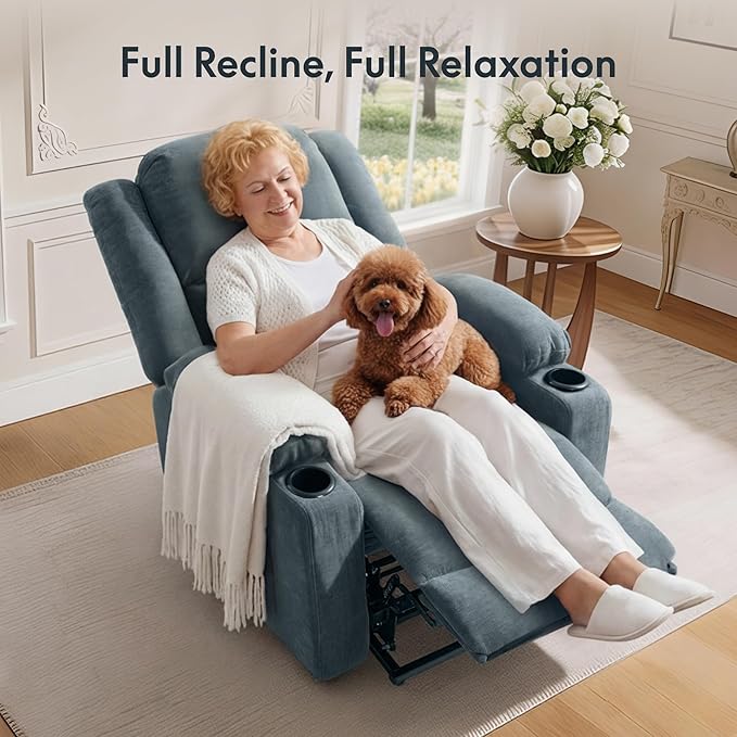 Sillón Reclinable Eléctrico con Masaje y Calor Denim Blue miniatura 8