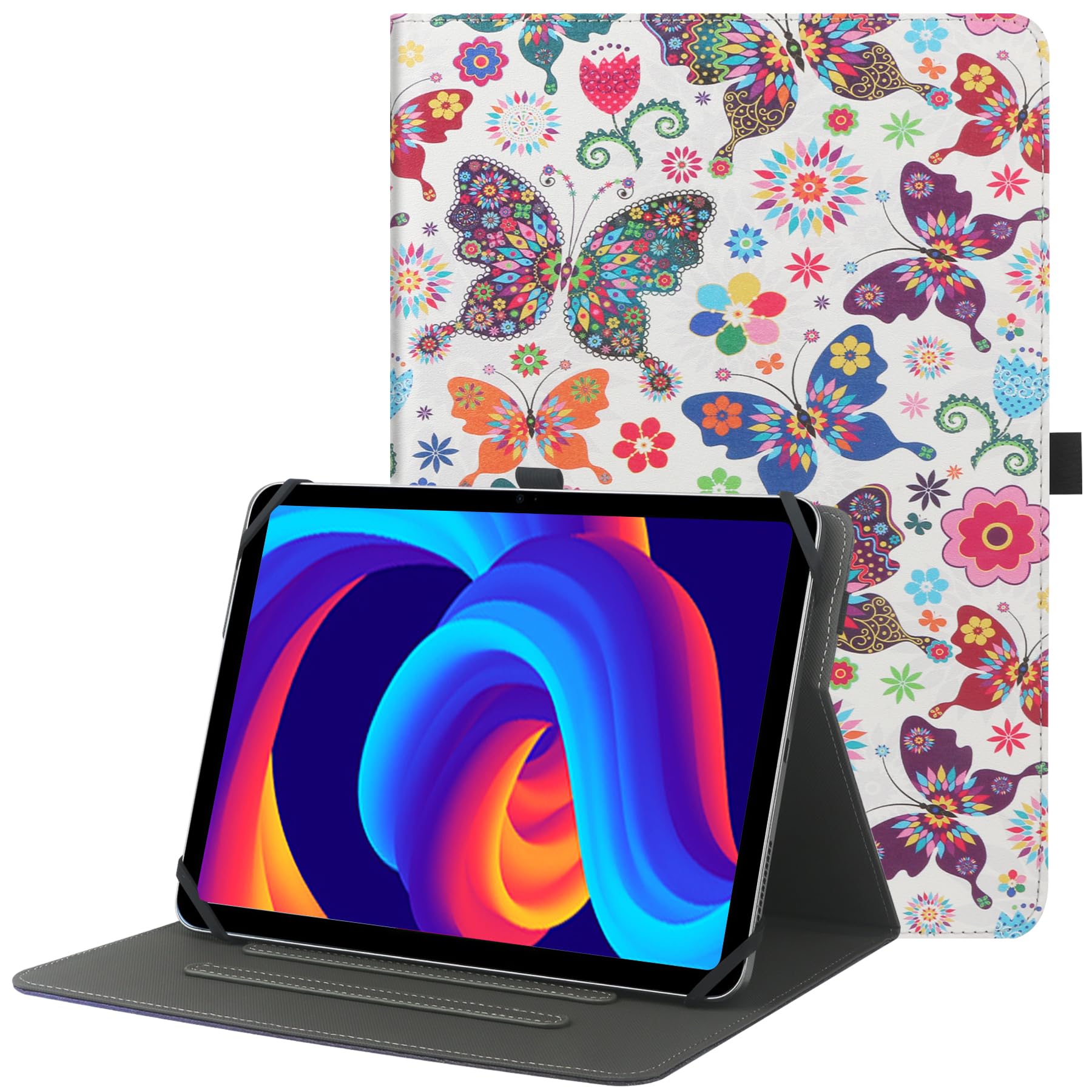 HGWALP Custodia universale per Tablet da 9-11 pollici,Multi-Viewing Angles PU Leather Stand Folio Cover con Porta Penna per 9 "10.1" 10.5 "11" Touch screen Tablet-BF