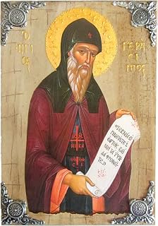 Iconsgr Wooden Greek Christian Orthodox Wood Icon of Saint Gerasimos / P16