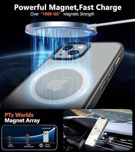 Miniatura 9 de Funda para iPhone 14 Plus de 6.7 pulgadas, color negro, diseñada para iPhone 14 Plus, fuerte magnético compatible con MagSafe, protección contra