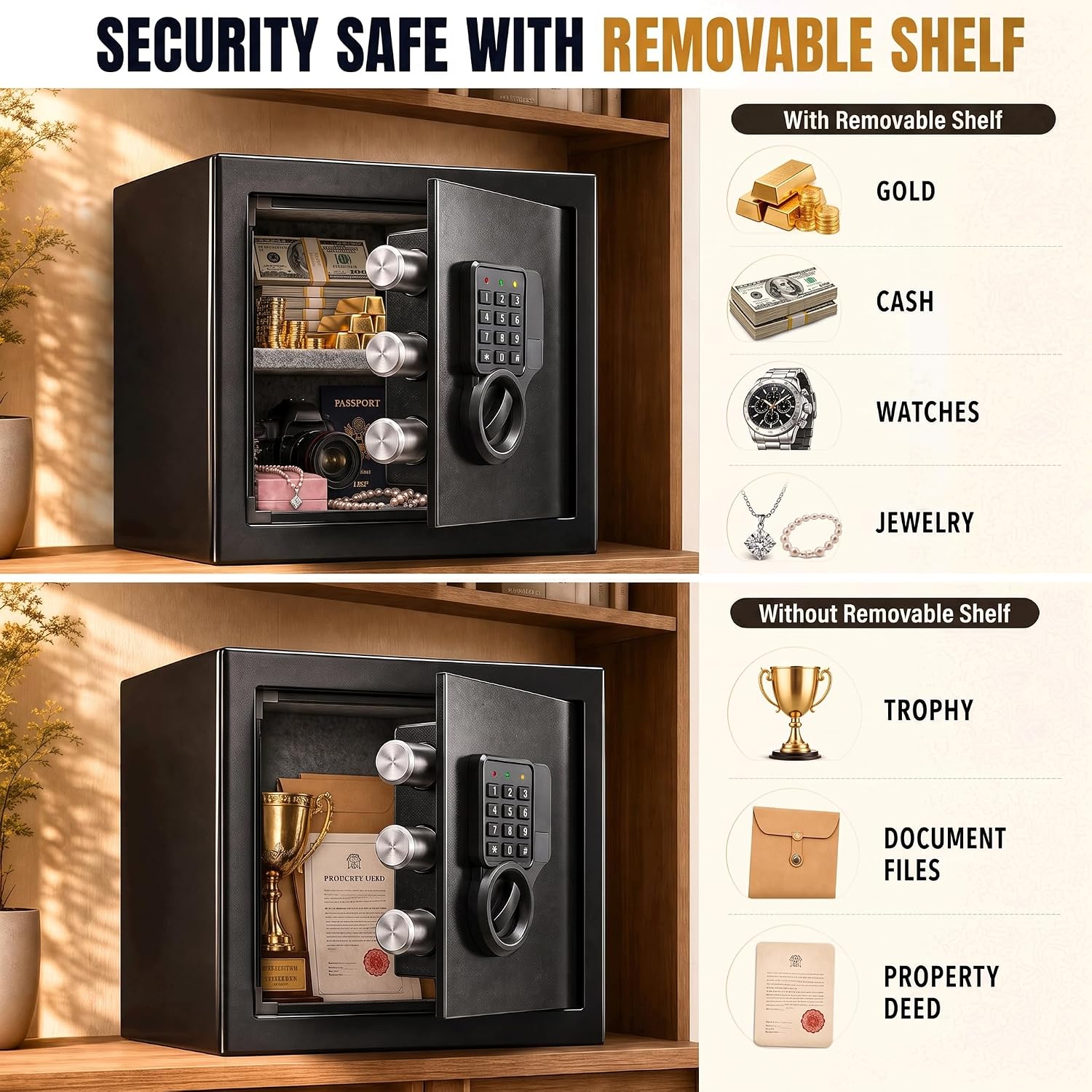 1.8 Cu Ft Small Fire proof Safe Box,Home Safe with Fireproof Waterproof Bag