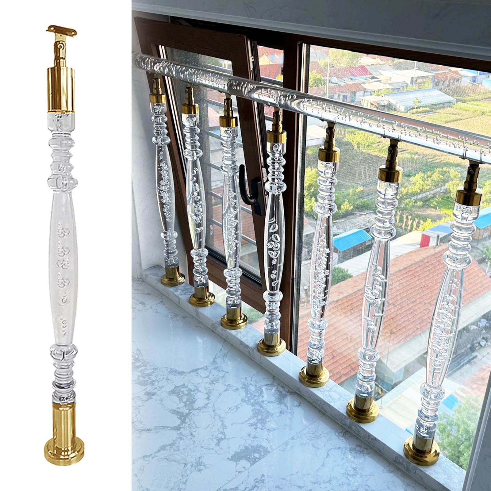 Pasamanos interior con balaustre de acrílico de alta gama para escaleras modernas