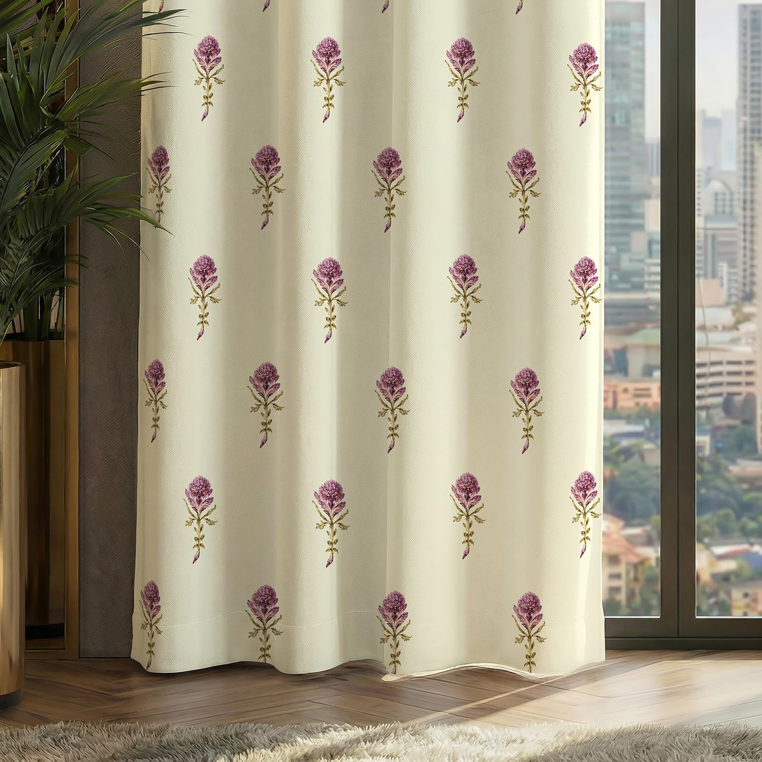 Urban Space 100% Blackout Window Curtains 5 Feet Long Set of 2 | Printed Blackout Curtain | Thermal Insulated Curtains for Living Room, Bedroom Decor, Tieback Included (Moonstem, 5 Feet)-image-31