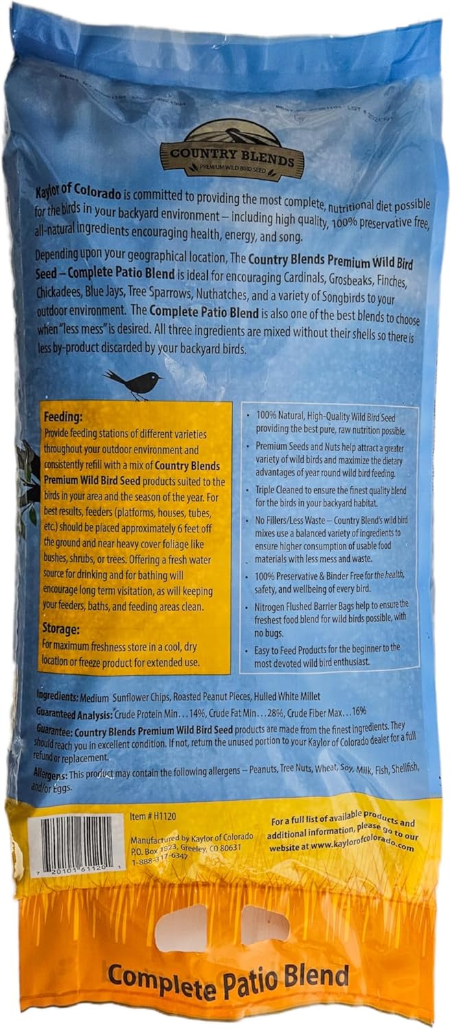Complete Patio Blend, 20 lbs Bag - Wild Bird Food Seed and Nut Mix