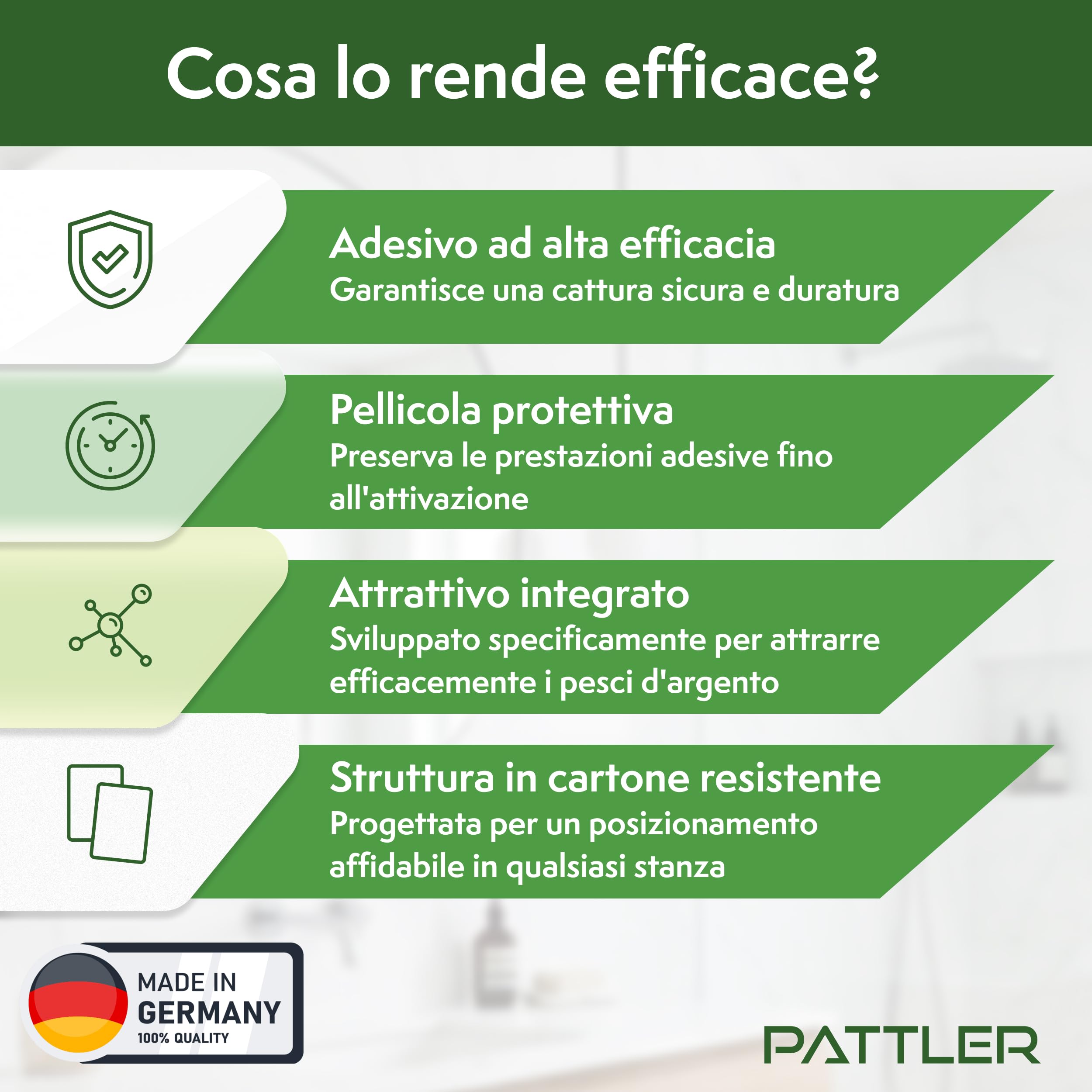 Pattler Trappola Pesciolini d'Argento con Finestre di Controllo – 12 Pezzi. Trappole Pesciolini Argento con Sistema Adesivo Senza Veleno per Eliminarli e Controllarli in Bagno, Cucina e Cantina.