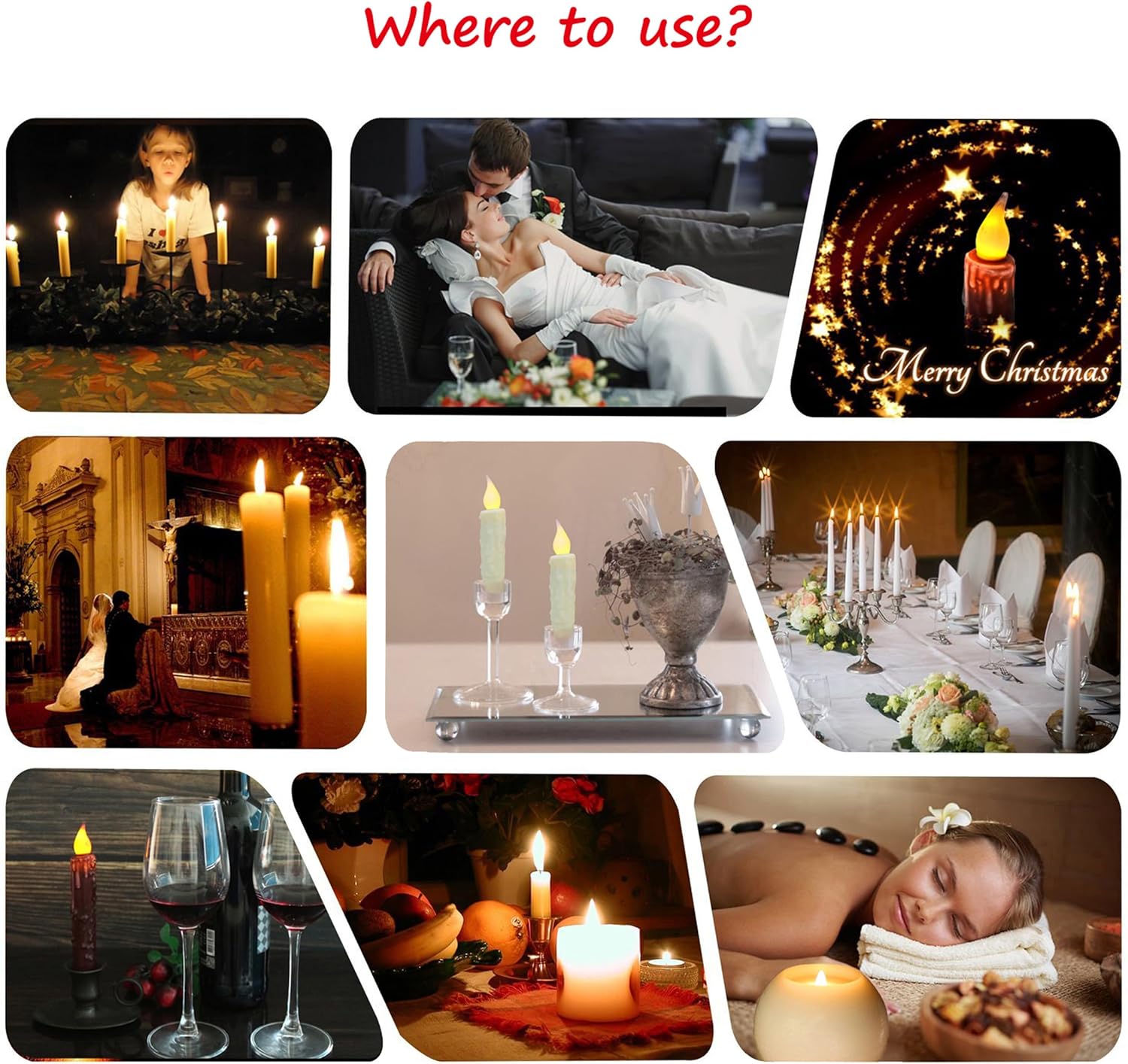 CVHOMEDECO. Real Wax Hand Dipped Battery Operated LED Timer Taper Candles Rustic Primitive Flameless Lights Décor, 4-3/4 Inch, Ivory, 6 PCS in a Package