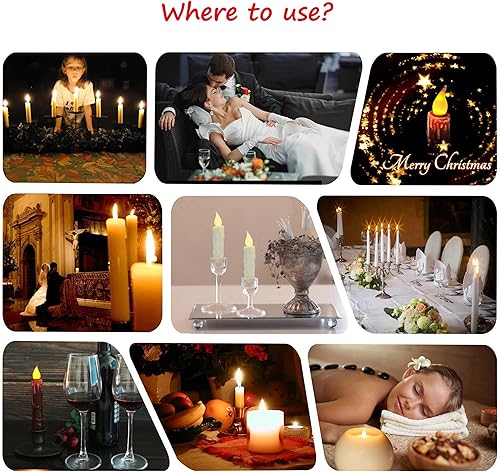 Miniatura 5 de CVHOMEDECO. Velas de cera real sumergidas a mano, funciona con pilas, temporizador, velas rústicas primitivas sin llama, 4-34 pulgadas, marfil, 6