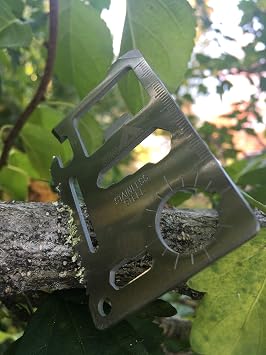 11 in 1 Stainless Steel Credit Card Pocket Sized Survival Multi-Functional Gadget Tool - Great Gift or Stocking Stuffer for Camping, Hiking or Emergency (Single, Silver)