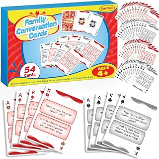 Family Conversation Cards, Conversation Starter Cards, Playing Question Card Games for Families, Family Board Games, Dinner Table & Road Travel Activities for Kids, Teens and Adults