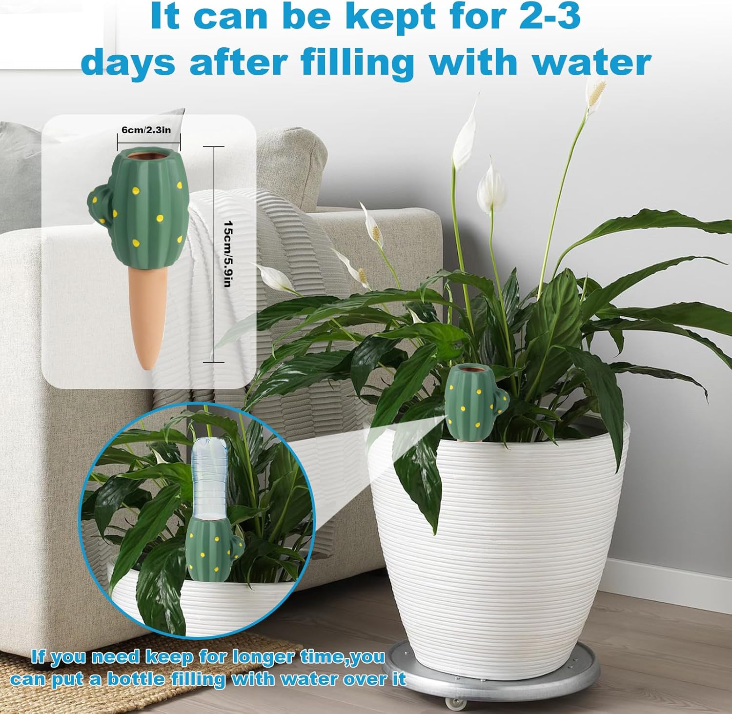 4Pack Terracotta Watering Spikes for Indoor Plants,Plant Watering Globes Garden Plant Waterer,Self Watering Planter Insert Stakes While Away