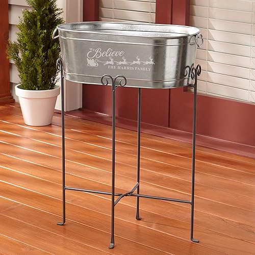 Miniatura 64 de Let's Make Memories Tina de bebidas personalizada – Fiesta de Navidad – Come, bebe y sé feliz – Metal – Grabado – 5.5 galones Be Merry