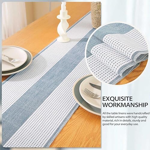 Miniatura 5 de Camino de mesa rústico de 72 pulgadas de arpillera larga, estilo granja, 13 x 72 pulgadas, camino de mesa trenzado hecho a mano con borlas para