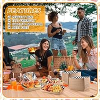 Vista 7 de Norme 60 bandejas desechables de papel a cuadros blancos y negros de 5 libras, papel kraft resistente, botes para servir alimentos, 10.2 x 7.1 x 2