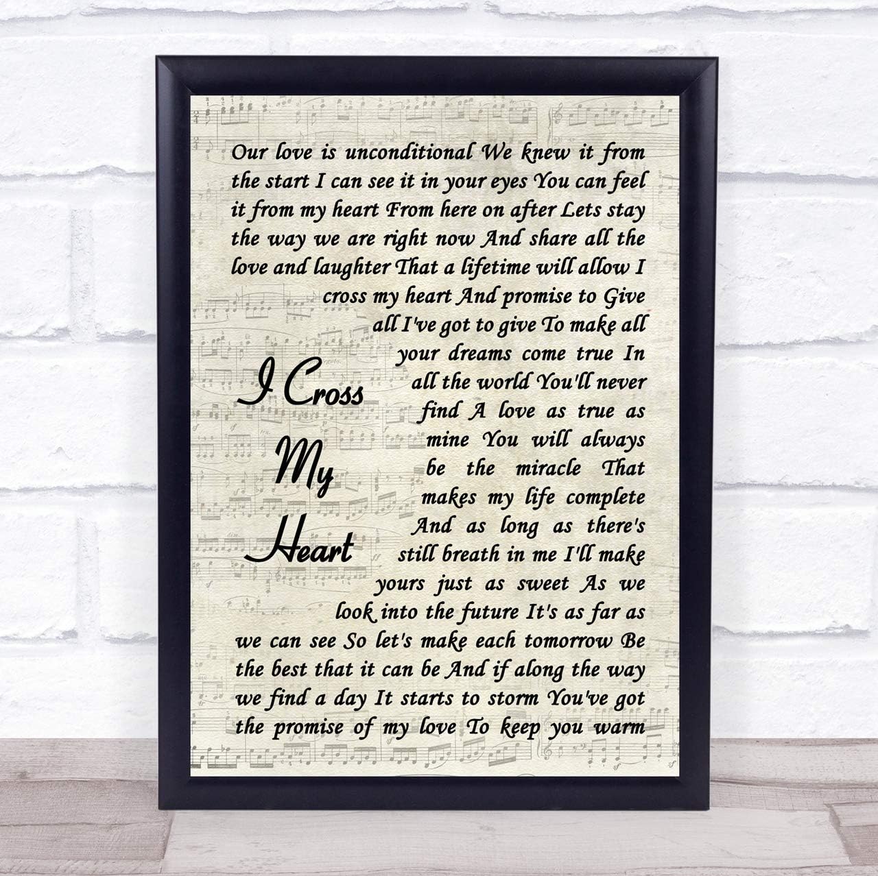 Amazon.com: I Cross My Heart Vintage Script Song Lyric Quote Print ...