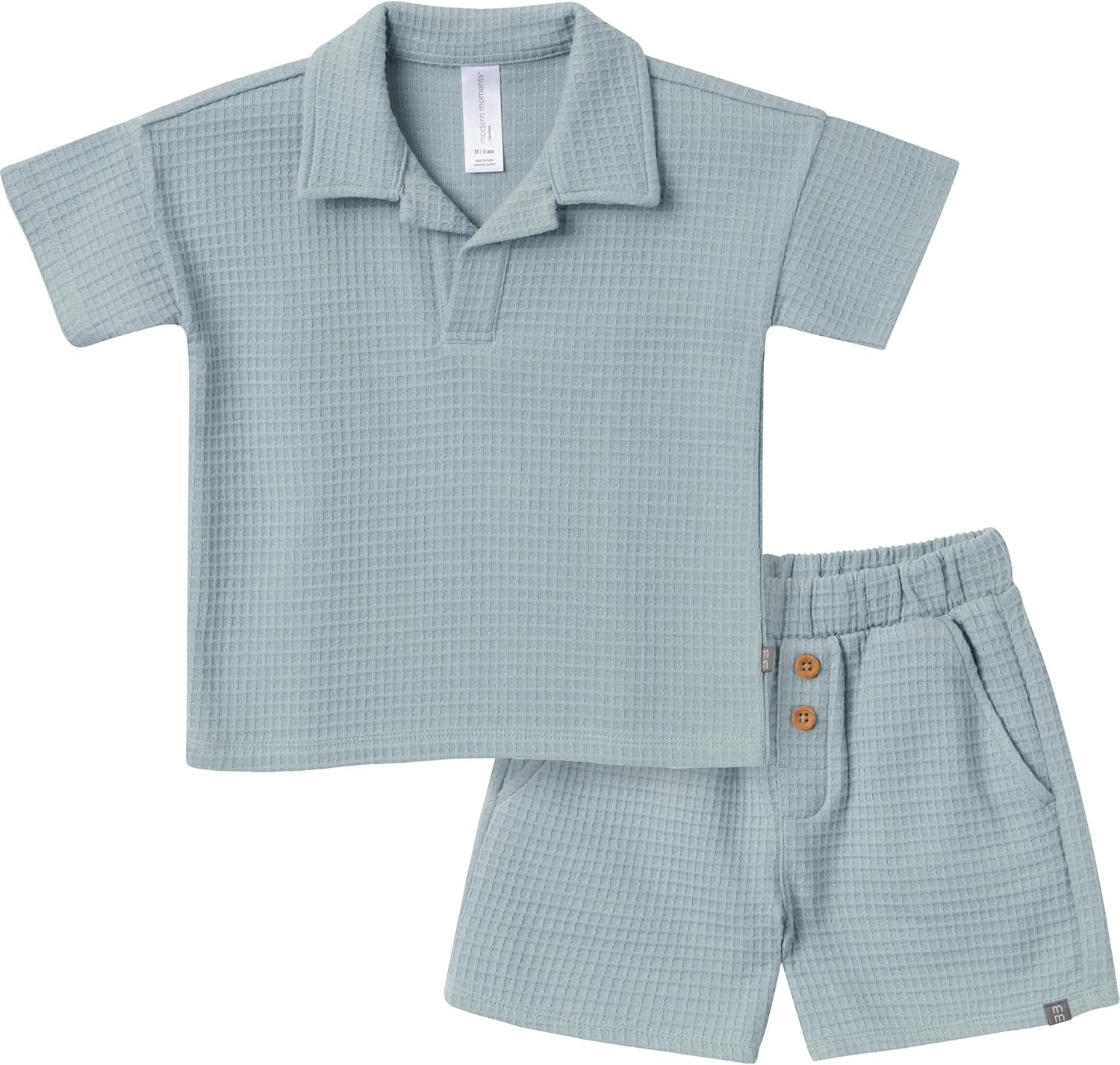Modern Moments by Gerber baby-boys 2-piece Johny Collar Shirt & Short Set