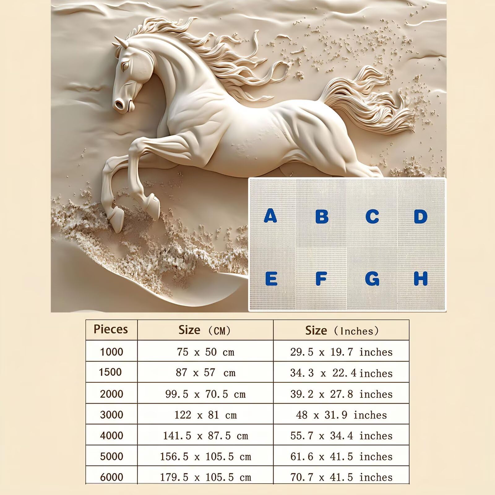 Puzzle 6000 Pezzi Classici, Puzzle cavallo statua 179 x 105 cm, Gioco Educativo e Antistress in Legno con Poster Incluso, Ttività DIY per Famiglia, Regalo per Appassionati, Decor Parete Casa, f0-652