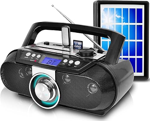 Miniatura 5 de Technical Pro BOOMBLUE2R Altavoz portátil recargable Bluetooth alimentado por energía solar con entradas USB/SD, rango Bluetooth de 30 pies, diseño