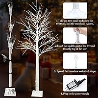 Vista 8 de Árbol de abedul iluminado inteligente de 6 pies con luces LED WW para decoración de Navidad, control de aplicación y botón, sincronización musical