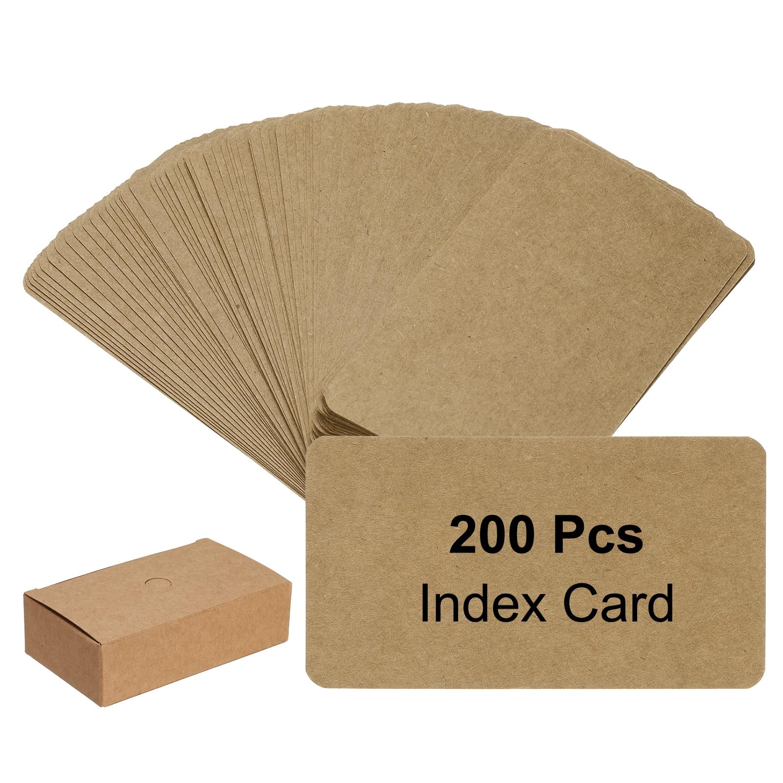 PATIKIL 3.5x2 Blank Kraft Index Cards, 200Pcs Small Blank Paper Message Business Cards for Reminder Study DIY Craft Invitation Tag Flash Vocabulary Word, Leather