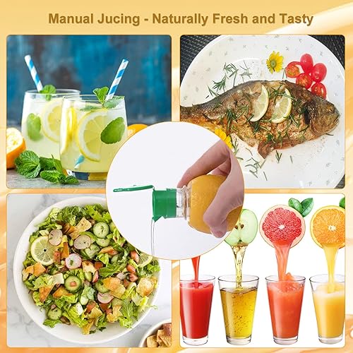 Miniatura 6 de 2 exprimidores de limón  Exprimidor de cítricos con tapa de rosca 2025, prensa de mano portátil, a prueba de fugas y fácil de limpiar, exprimidor