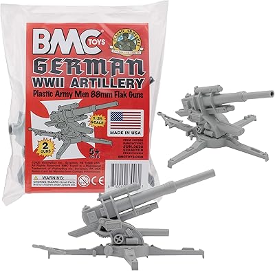 BMC Classic WW2 German 88mm Artillery - 2pc Gray Plastic Army Men Accessories